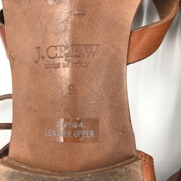 J. CREW Cognac Double Ankle Buckle Strappy Gladiator Sandals Size 9 - Picture 8 of 9